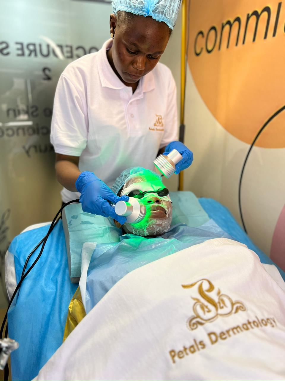 A device-based facial treatment at Petals Dermatology